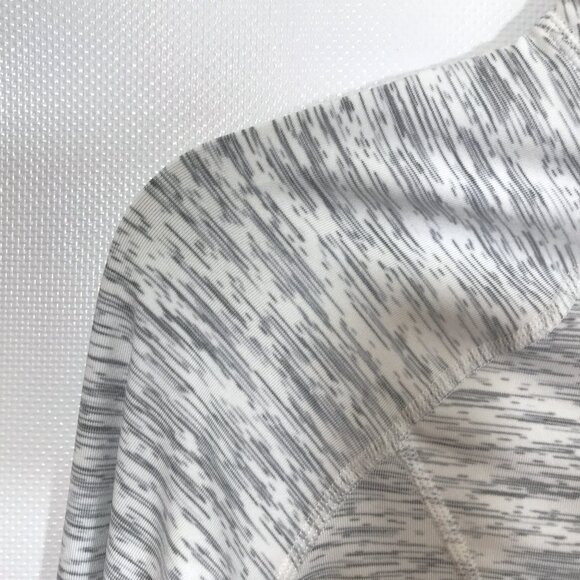 Fitted Cropped Zip Hoodie Jacket Thumb Holes Gray White L - Picture 4 of 12